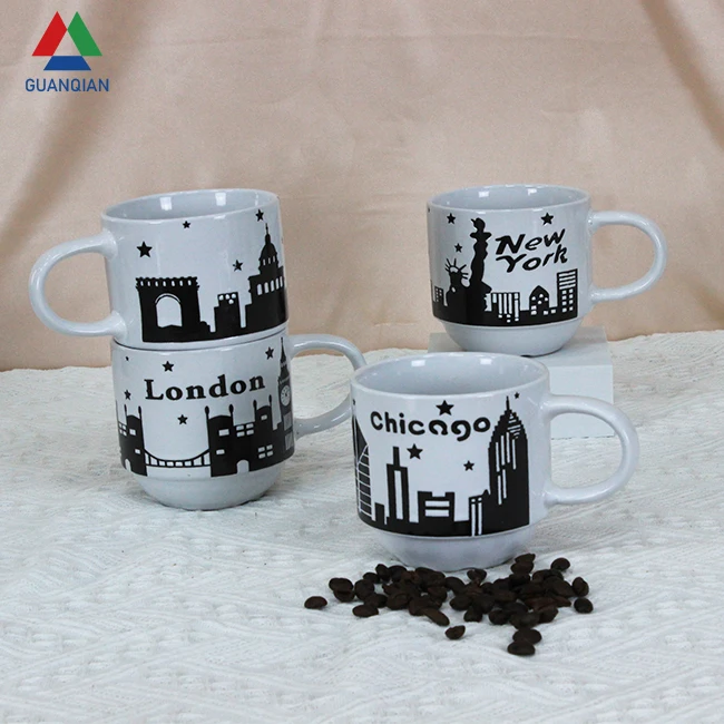 Stackable Mugs Best Souvenir Gift London Italy New York Paris 4pcs Stacking Coffee Mugs