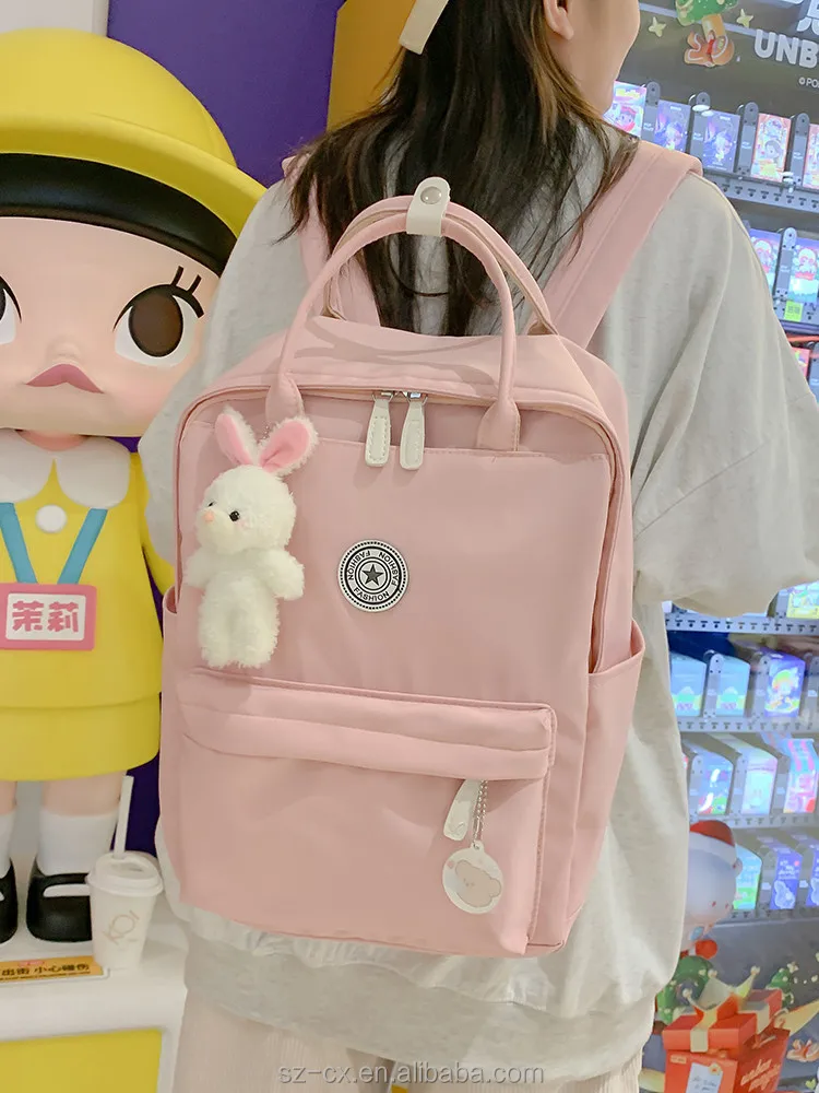2023 fashion wholesale large capacity custom logo unisex waterproof black nylon laptop backpacks school bags for women girls