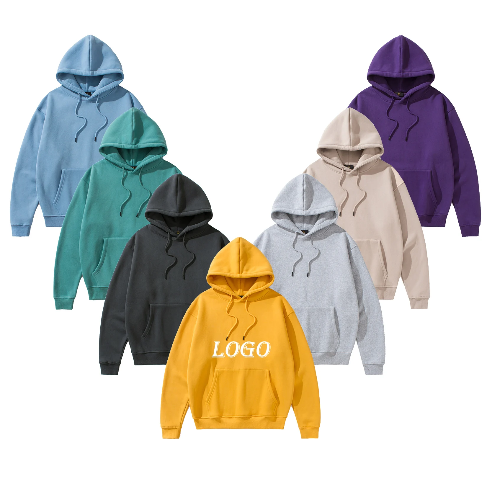 Hoodie Manufacturers Luxury Unisex 350gsm Pullover Oversized Hoodie Sweatshirt Cotton Fleece Black Hoodie Men
