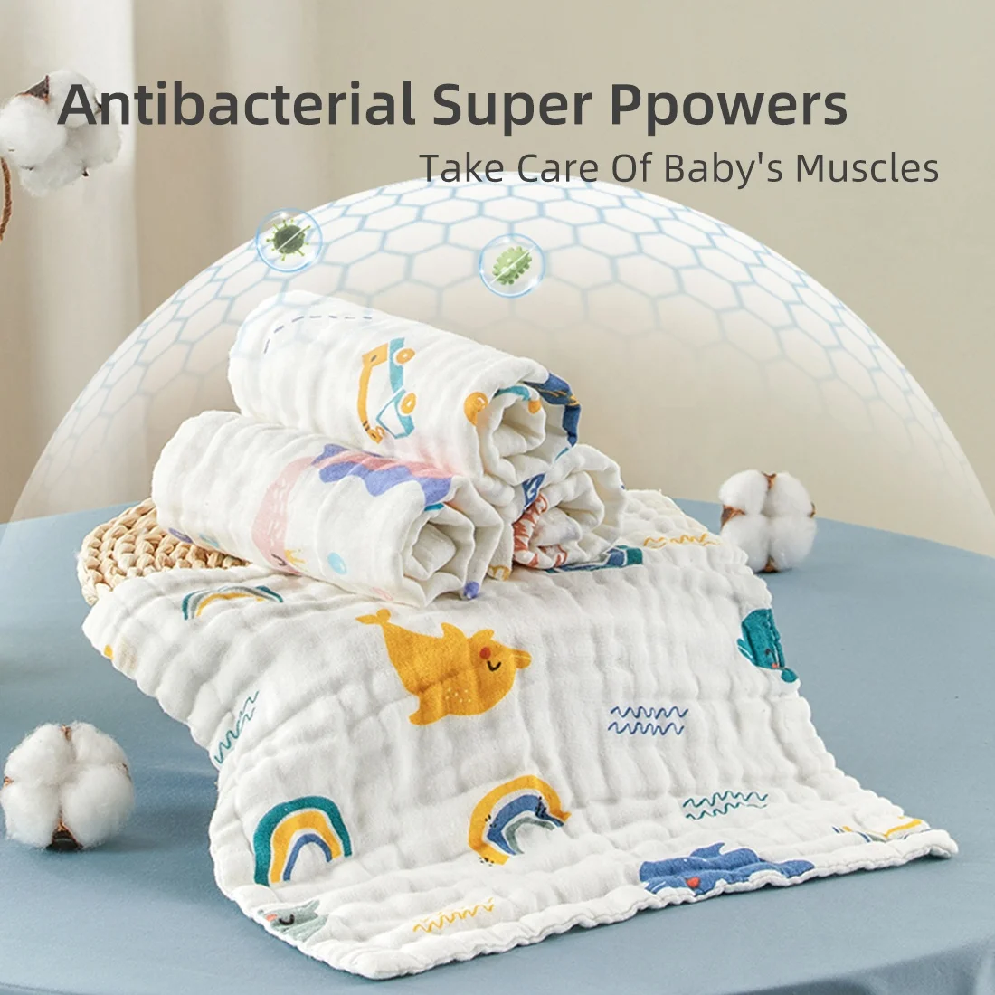 High Quality Baby Gauze Towel Baby Feeding Saliva Towel Cotton Double Square Shape Gauze Baby Wash Face Towel