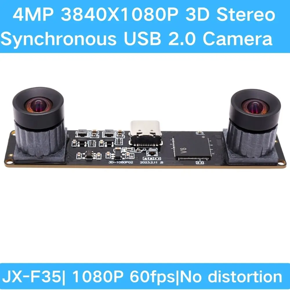 ELP 4MP Dual Lens  3840X1080 60fps Synchronization  3D Stereo USB Camera Module for VR camera ,3D Printing scanner