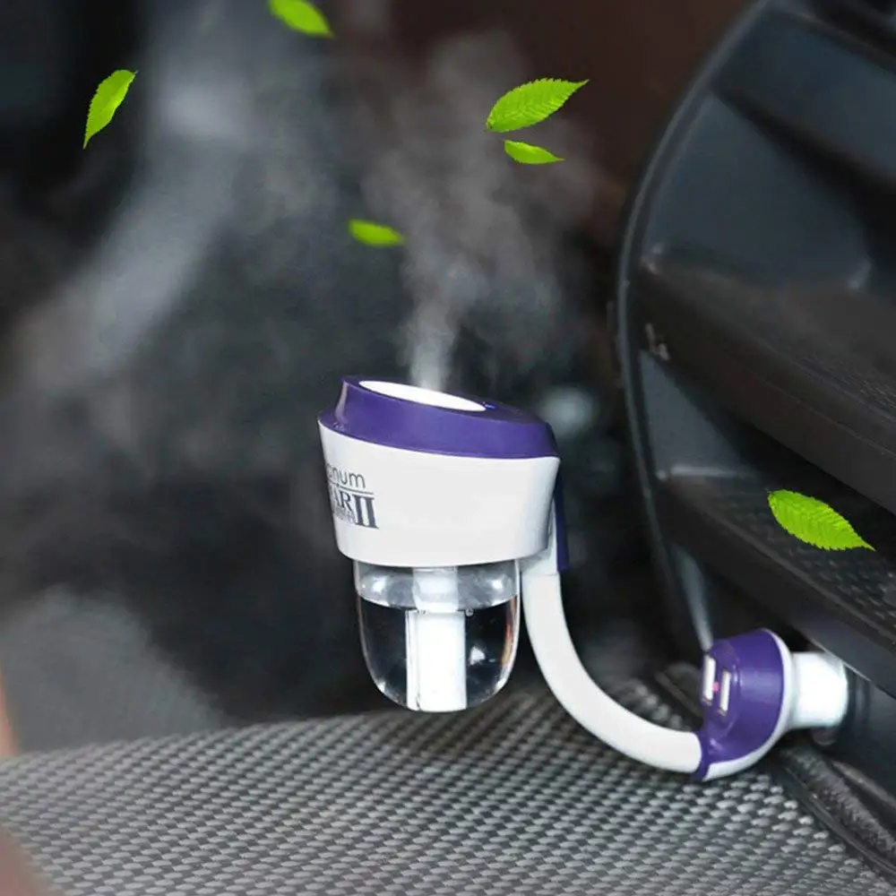 Hot Selling Dual Portable mini USB Charging 50ml Car Mist Purifier Diffuser  Ultrasonic Humidifier