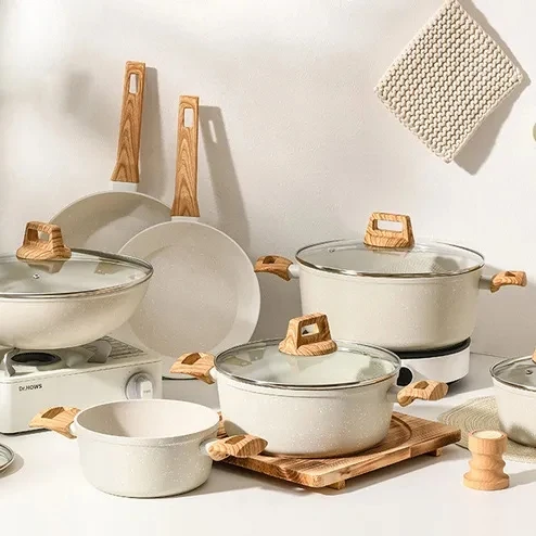 granite cookware set nonstick frying pan camp casserole cooking pot kitchen non stick cookware sets