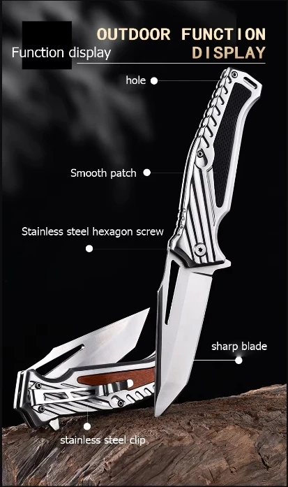 Custom Clear Texture Fixed Blade Knife Outdoor Hunting Camping Knife