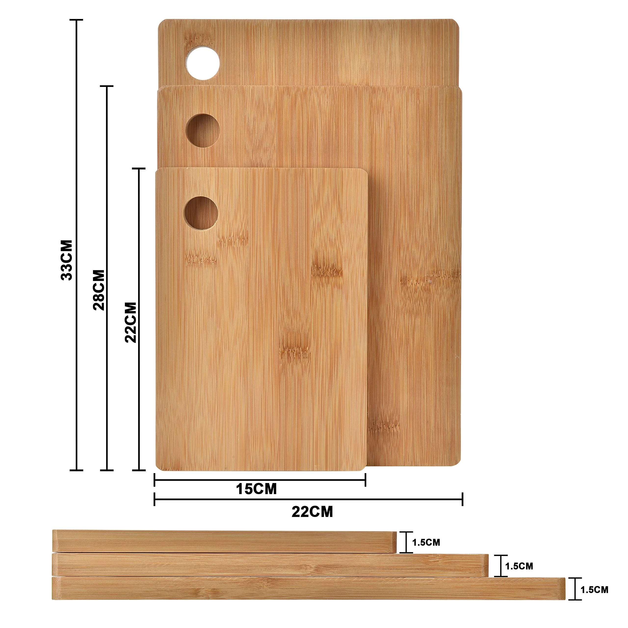 Wholesale Factory OEM ODM Multi-Functional Natural 3 Piece Organic Bamboo Cutting Serving Board Chopping Set
