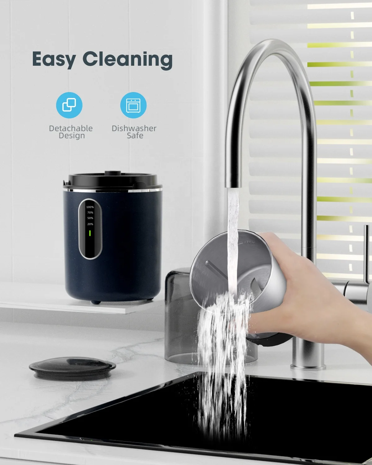 
Chargable Cordless Portable Coffee Grinder with Stainless Steel Blade & Detachable Bowl, 2.5oz/12 Cups 