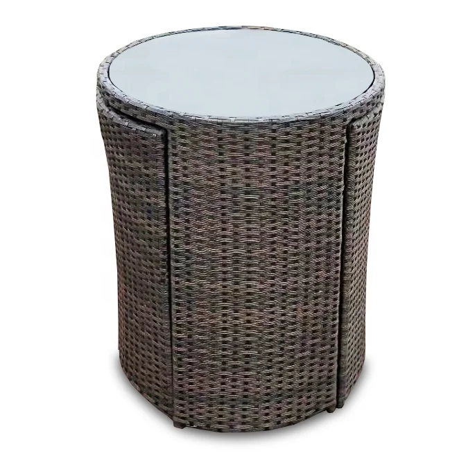 
Space Saving 3 Piece 3pc Outside Wicker PE Poly Rattan Ratan Outdoor Coffee Balcony Deck Garden Patio Bistro Furniture Set 