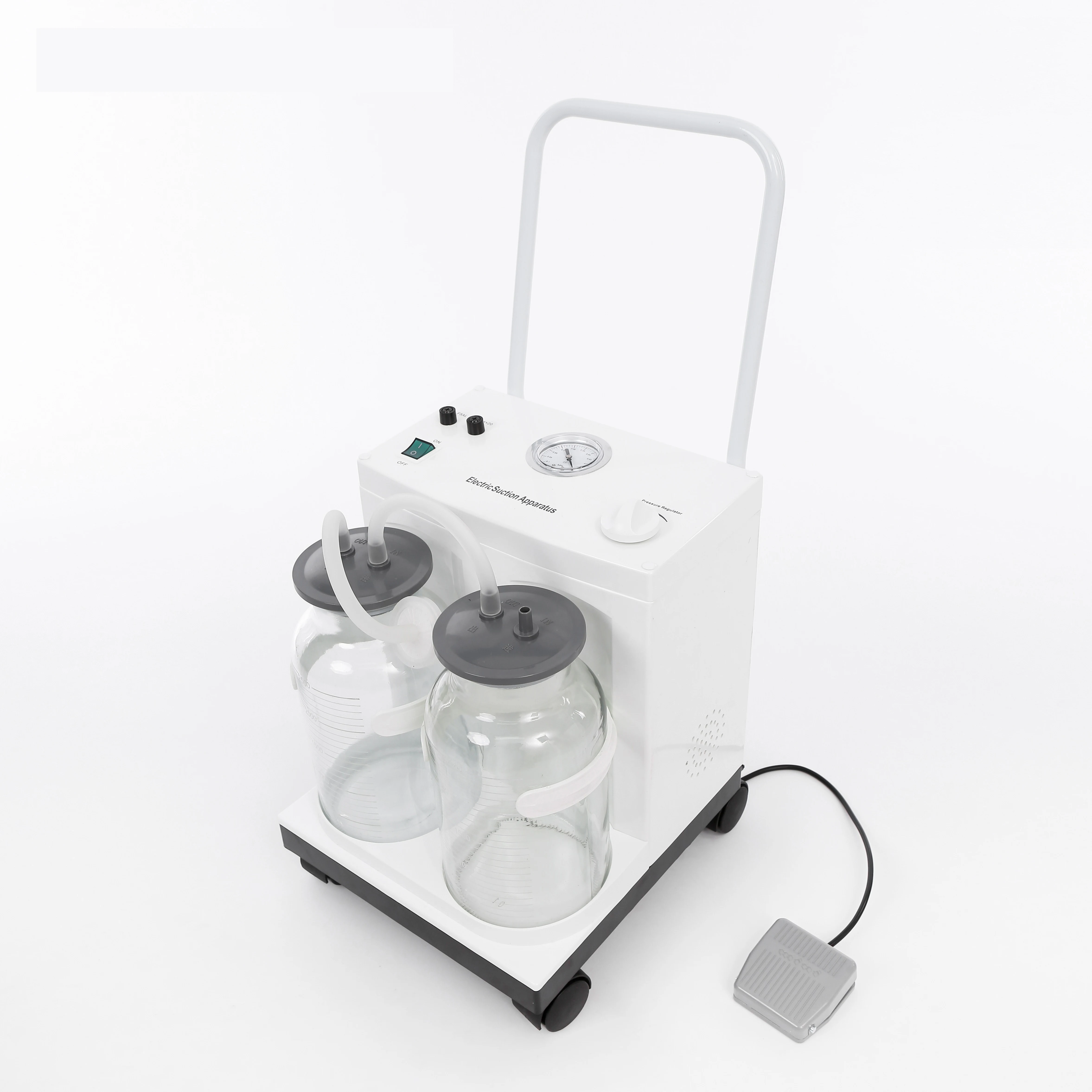 Portable Medical Mobile Surgical Aspirator Apparatus High Flow Electric 2500mL Sputum Phlegm Suction Machine With Double Bottle