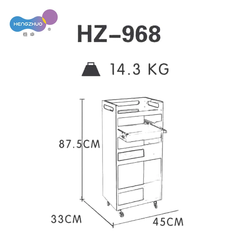 Salon Nail Trolley Cart for Hairdressing Tools Collecting Drawer Wood Paint Salon Furniture Storage Wooden Cart Wood Hair Spa