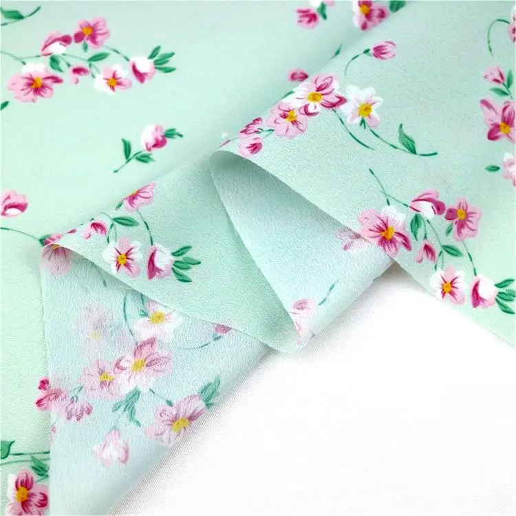 Fashion Lightweight Woven Pop Floral Print 100% Polyester Crepe Chiffon Fabric Good Price Stock Garments for Dress and Lining