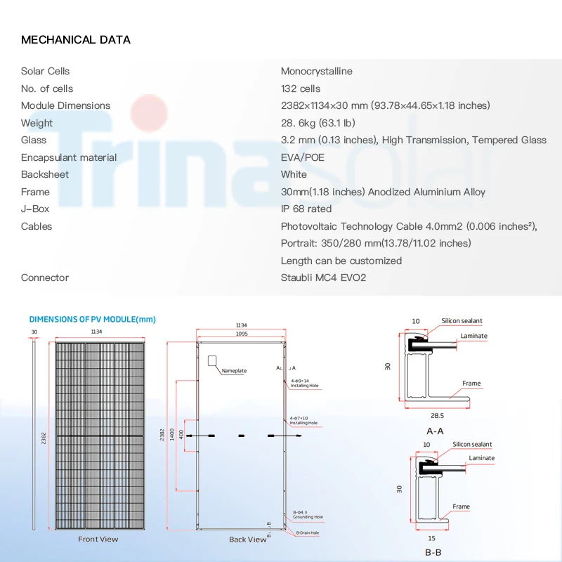 Промышленный солнечный модуль Trina 585w-710w поликристаллическая панель солнечная цена для использования в домашней системе