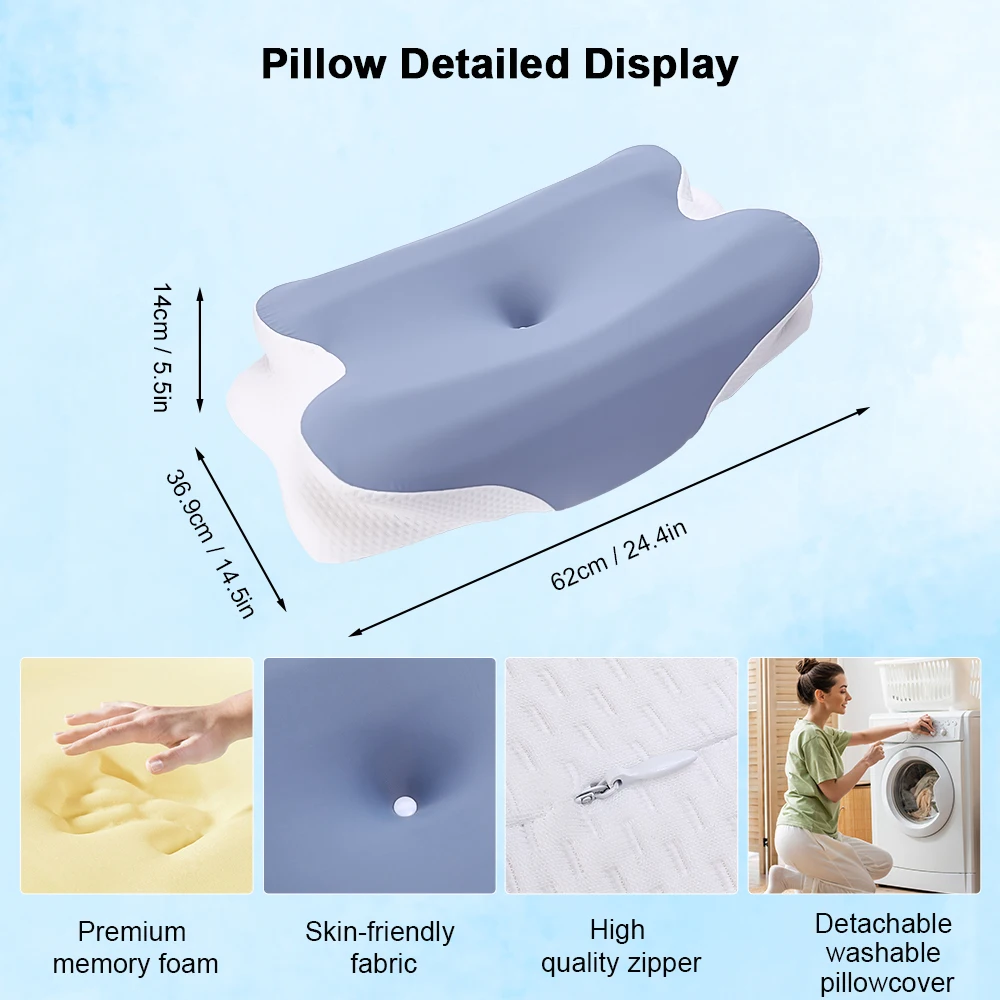 Cervical Neck Pillow Cooling Neck Pillows for Pain Relief Ergonomic Orthopedic Contour Memory Foam Pillows