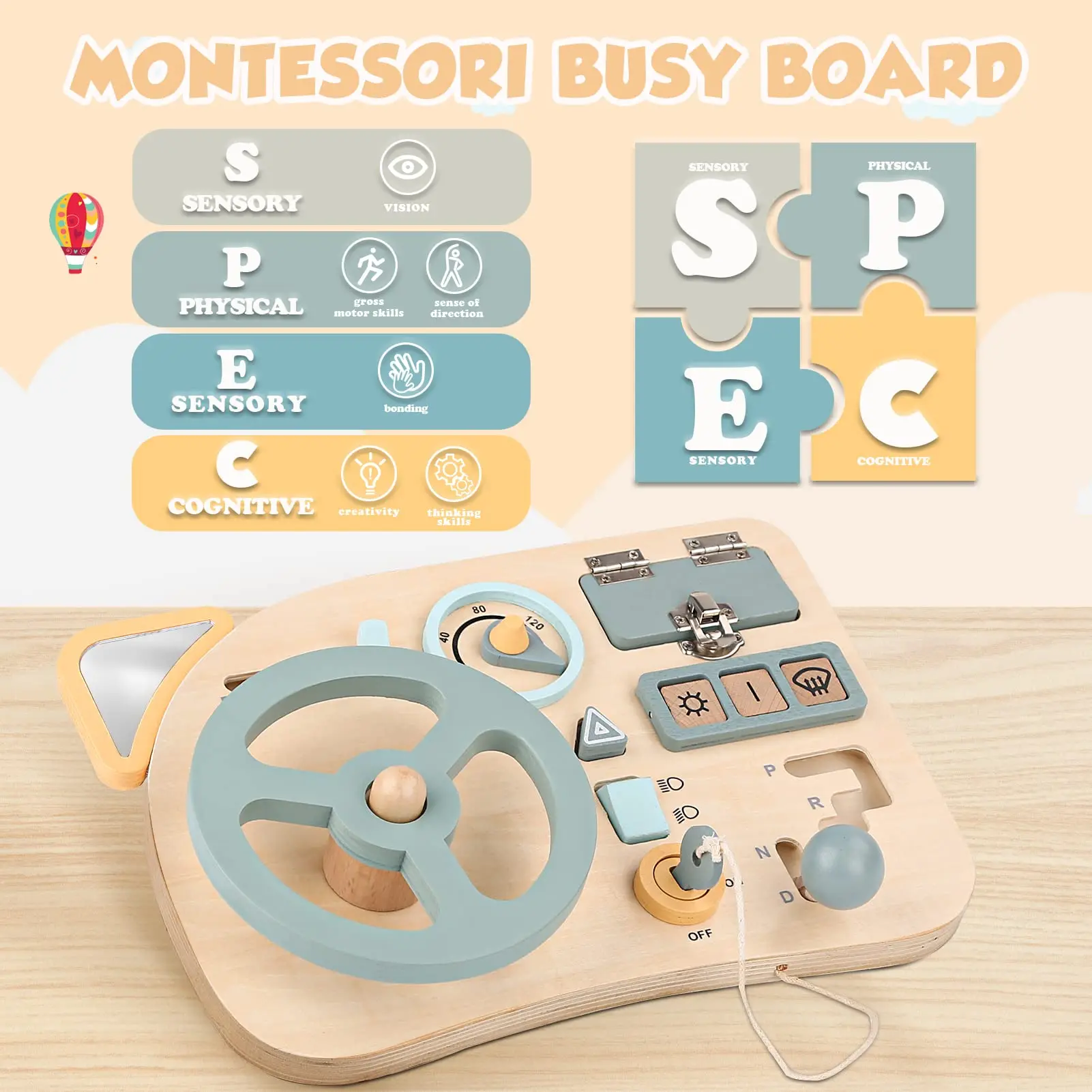 New Arrival Montessori Felt Busy Board Wooden Steering Wheel Early Education Toys For Toddlers Baby Kids Toy