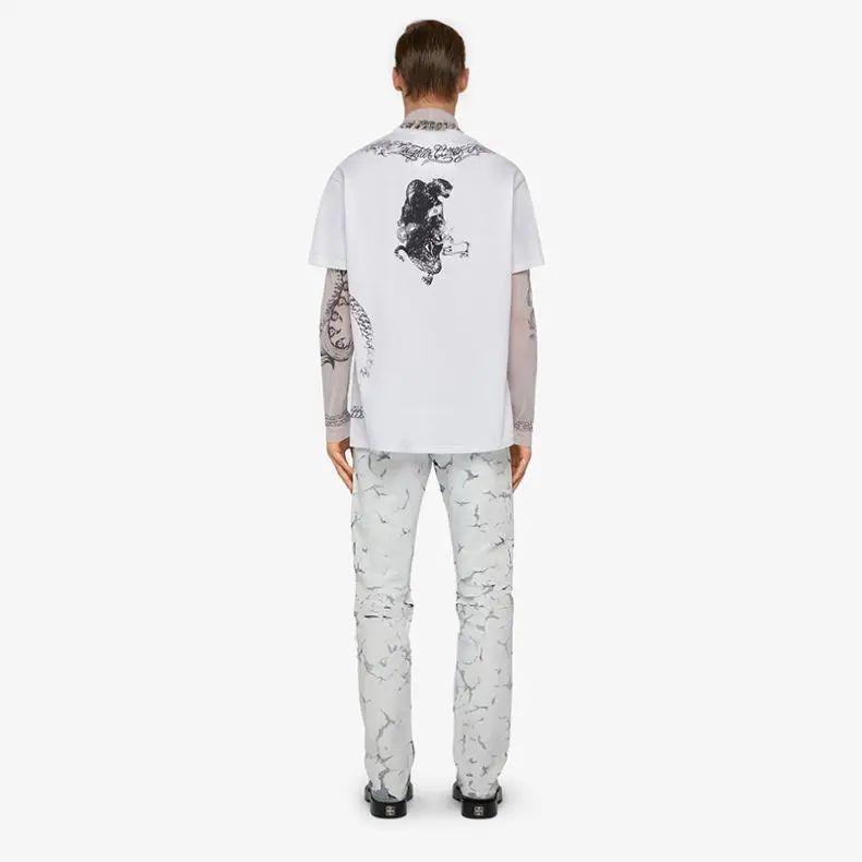 Custom Men Jeans Trendy Brand Skinny Patchwork Leather Men Denim Pants For Streetwear