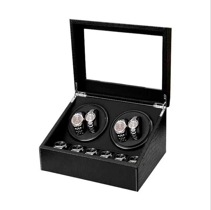 China New design Motor 2 winders rotation automatic watch winder 4 leather watch display cabinet winder factory