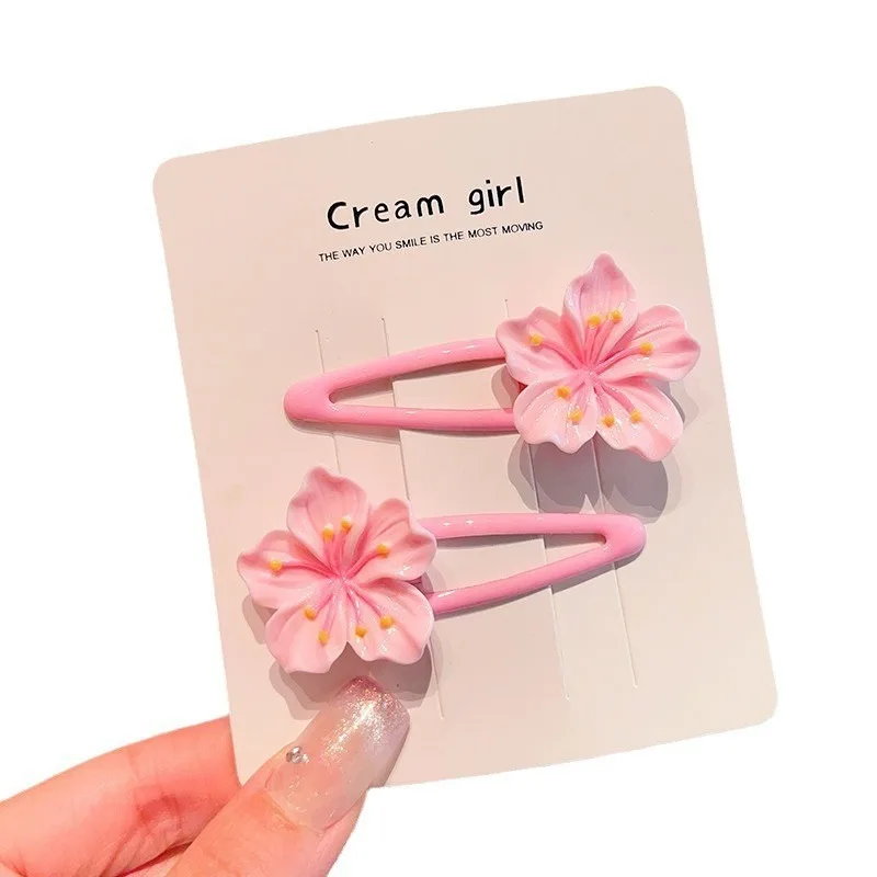 Factory direct sales are hot in spring and summer Cute Baby Peach hairpin New sweet pink flower one-line clip side hair clip