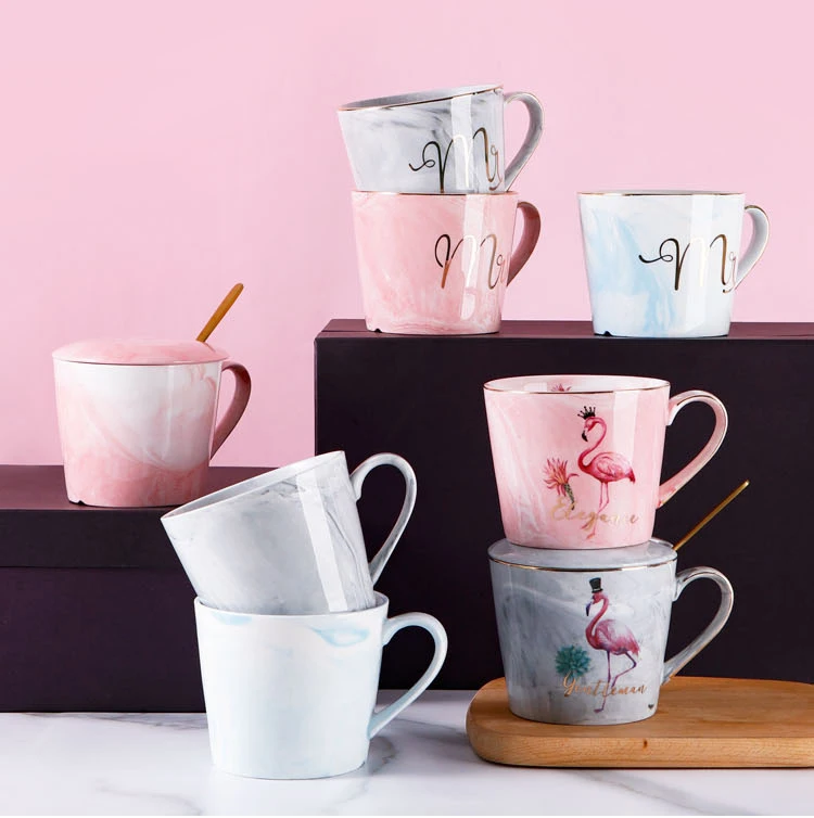 Fashionable Nordic style mugs Marbled ceramic cup Inexpensive reusable home office coffee tea ceramic cup