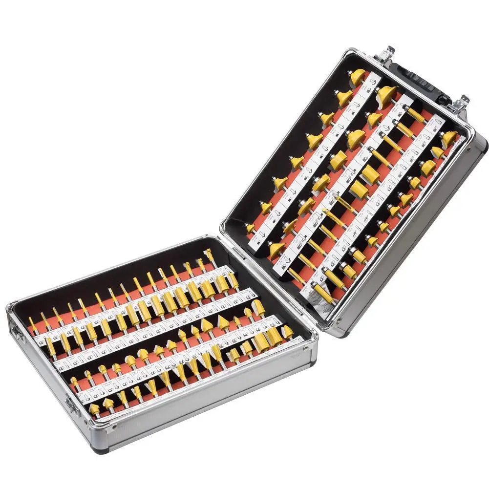 Alpha 100 pcs solid carbide router bits wood 1/4' diameter shank cnc wood shaper router bits