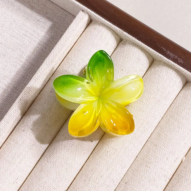 GEERDEN New Fashion Design Summer Frangipani Hair Grip 4cm Girls Mini Flower Hair Clips Beach Holiday Resin Mini Flower Claw
