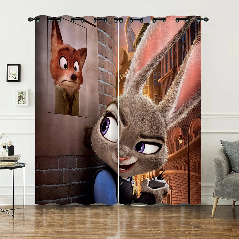 Hot sale custom printed shower curtain polyester cartoon Zootopia curtain