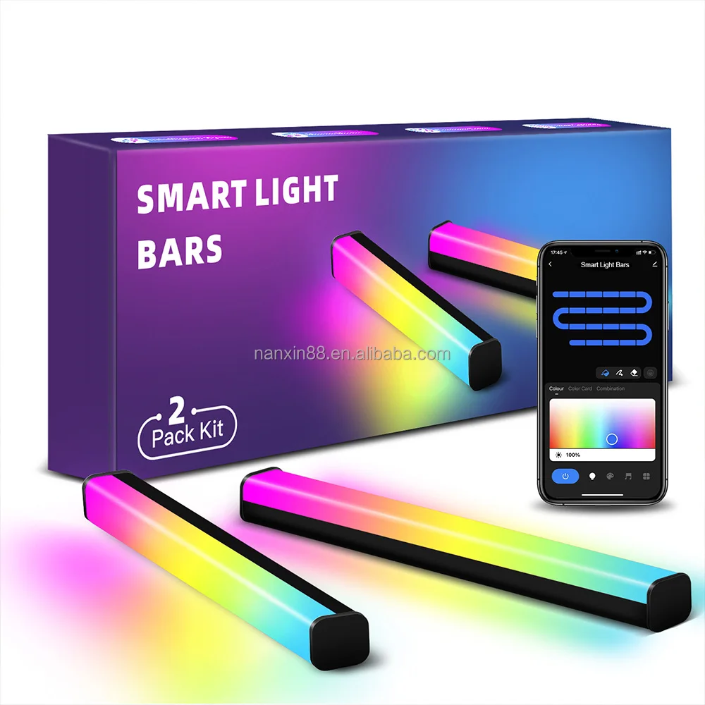 New smart light bars flow light bars with 19 scene wifi rgbic music ambient light