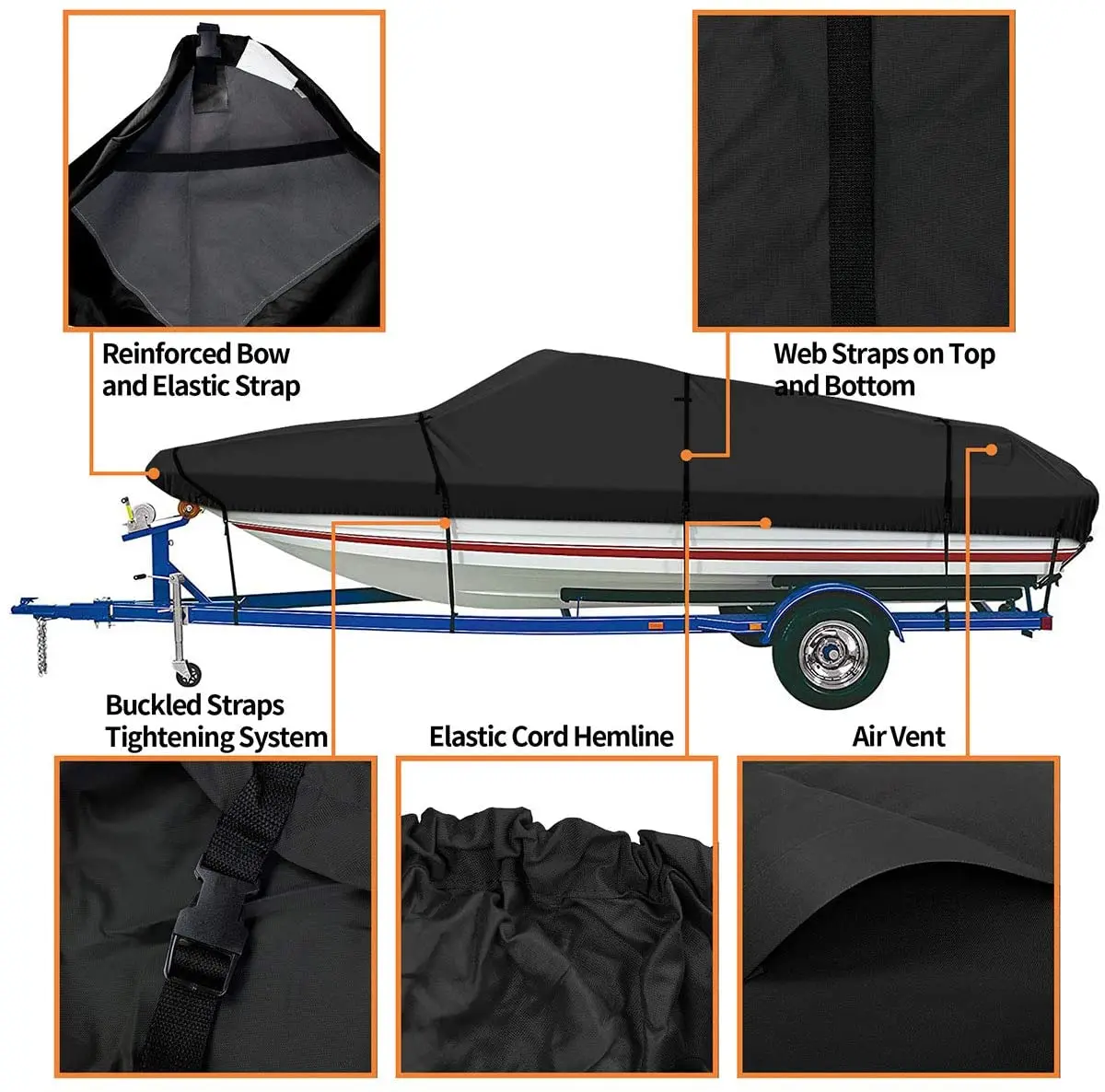 Изготовленный на заказ, высокое качество, водонепроницаемый полиэстер 420D, покрытие Оксфорд, полиуретан, Пыленепроницаемый Чехол для лодки jumbo