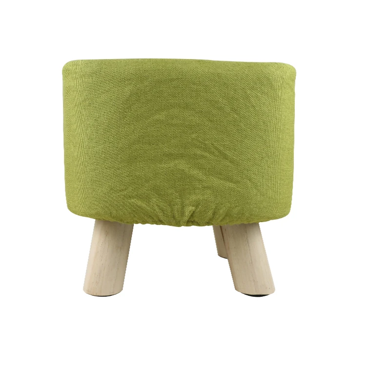 Wooden footstool ottoman home small solid wood pouffe round foot stool round step stool