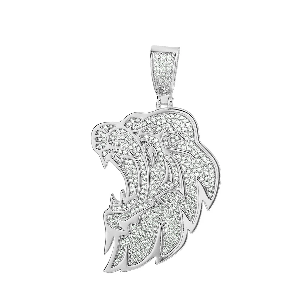 Fashion High Quality Hip Hop Jewelry Latest  Ice Out Zircon Diamond Lion Large Gold Plated Brass Tiger Pendant