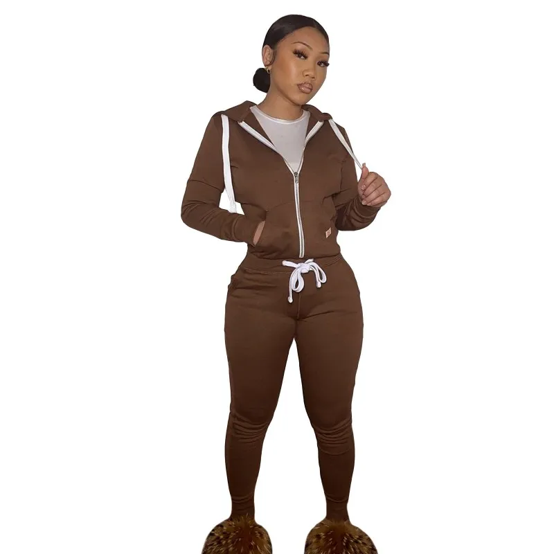 Winter Fall Set Woman Matching Sets Fleece Hoodies Sweatshirt Pants Sweatsuit Ladies Tracksuit 2 Piece Women Outfits B2035