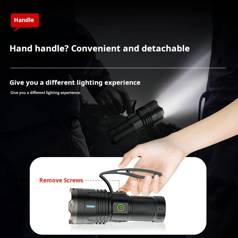 XINSITE Power Bank with Zoomable Cob LED Linterna Waterproof USB Rechargeable Spotlight 100000 Luminens Aluminum Alloy Body