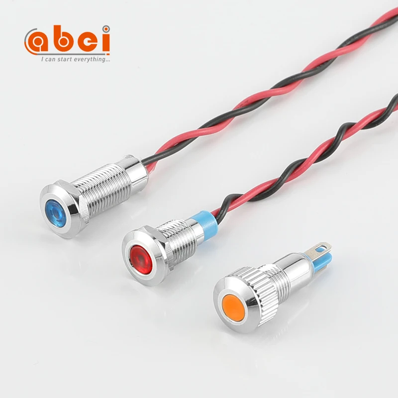 signal light 12 volt led RG 3V 6V 12V 8mm metal indicator lamp