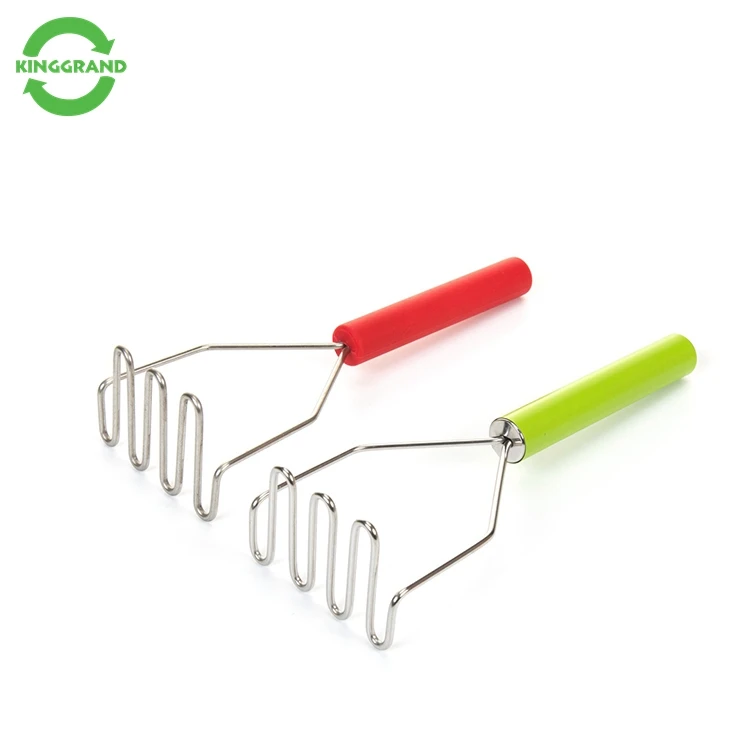 
large mini black nylon wire silicone wooden handle manual plastic stainless steel press potato masher and ricer 