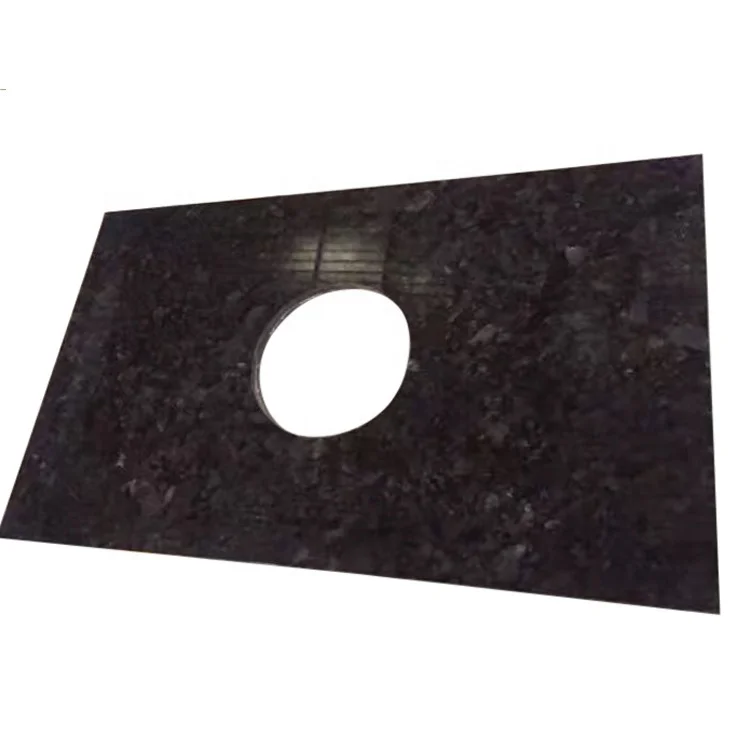 solid surface  Angola Black Granite Vanity Tops with sink cut-out /bathroom vanity top with sink