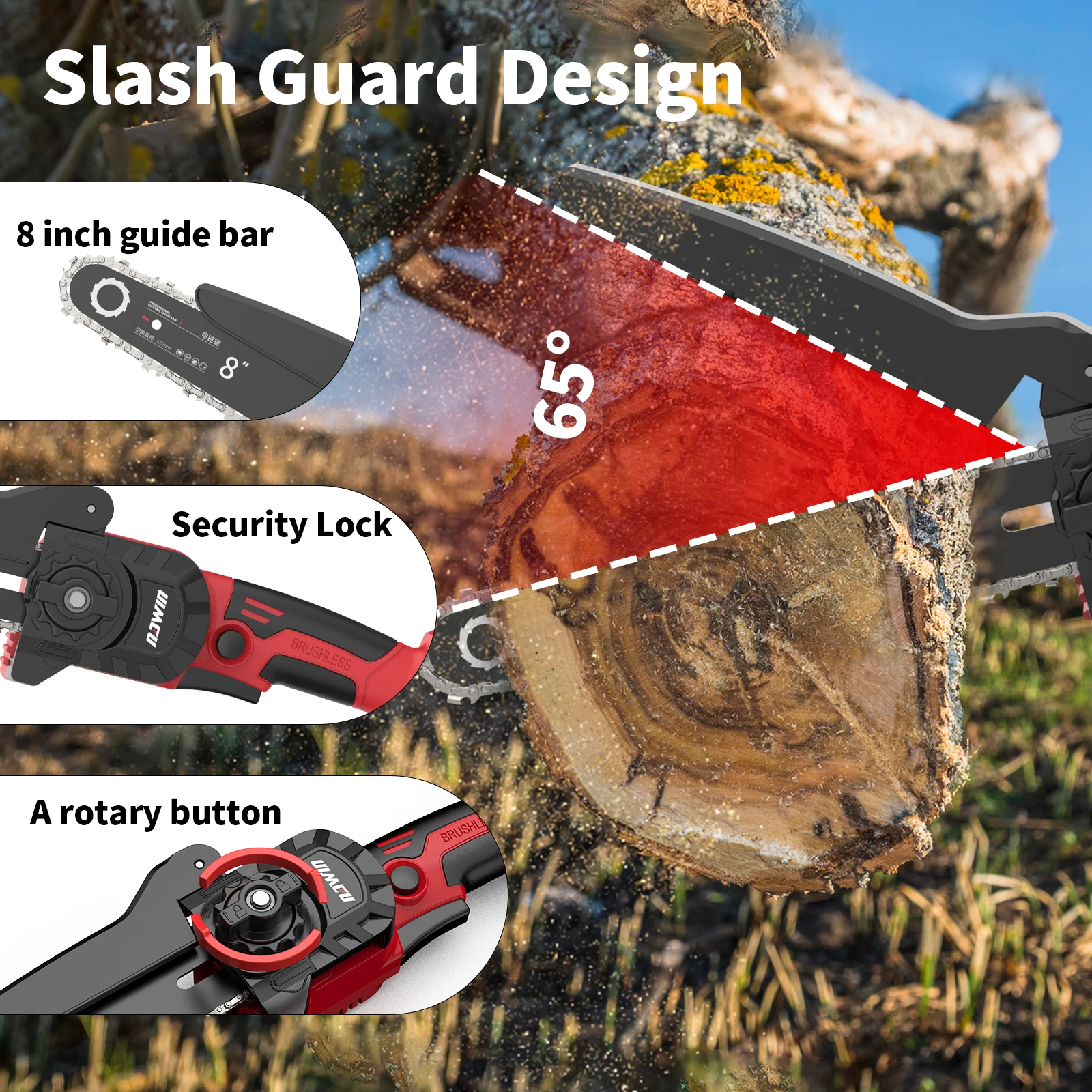 NANWEI 8 Inch Single Hand Saw Double Electric Double Chain Cordless Electric Chainsaw Motor