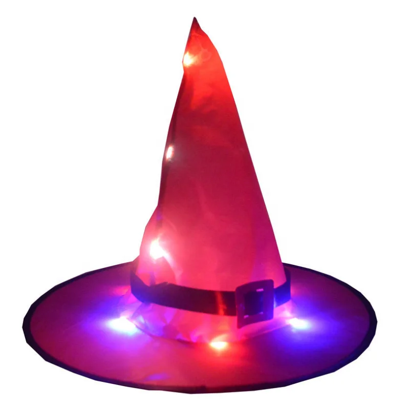 halloween outdoor yard decoration hanging lighted glowing witch hat decorations with led battery operated for tree decoration