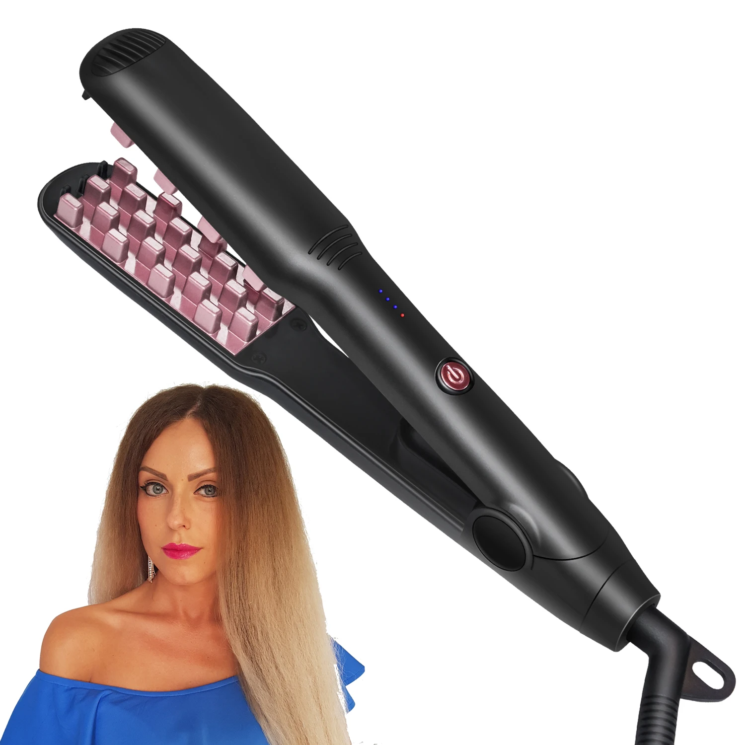 Hair Volumizing Iron 2 IN 1 Hair Straightener Curling Ceramic Crimper Corrugated Curler Flat Iron 3D Fluffy Hair Styling Tool