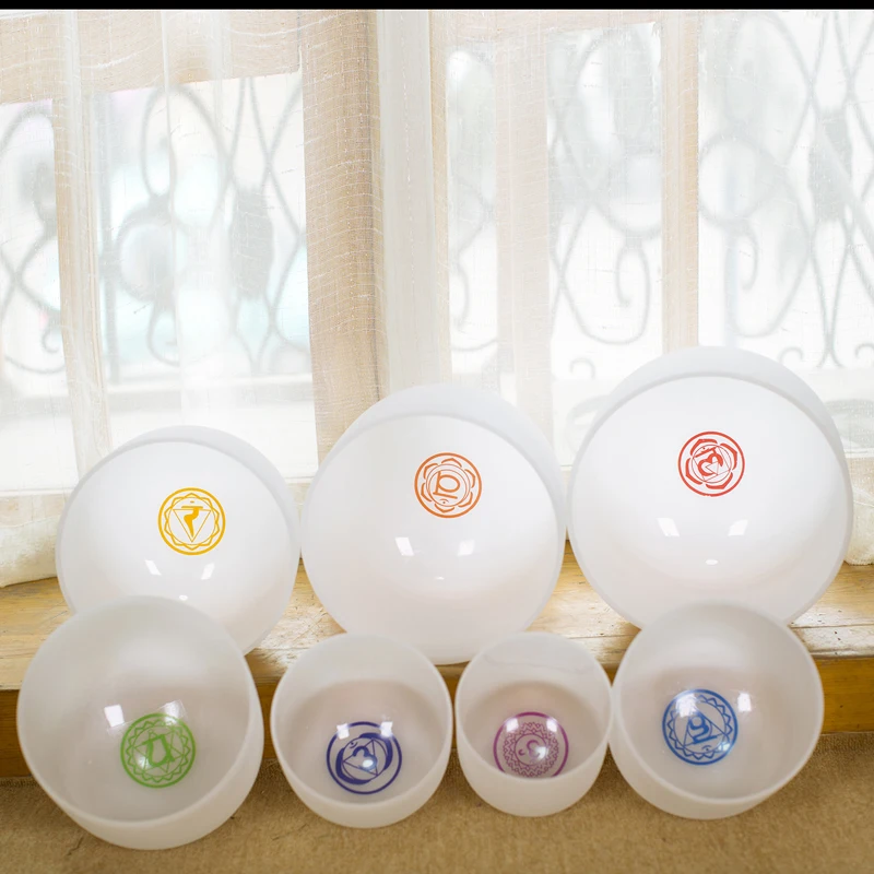Frosted Chakra Milky Quartz Sound Therapy Singing Bowls