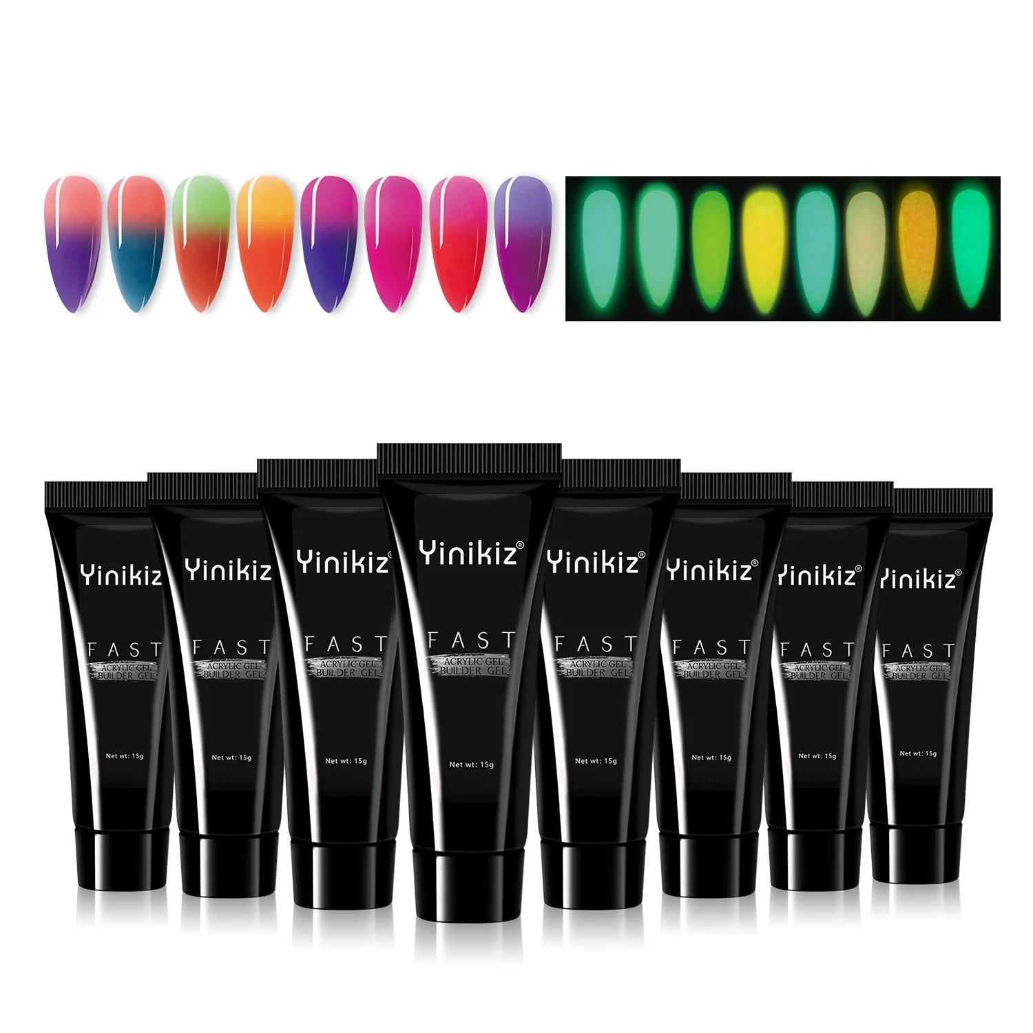 Poly UV Gel Nails Kit with Lamp Transparent Gel Quick Building Nail 8 Color 1kit Poly UV gels set