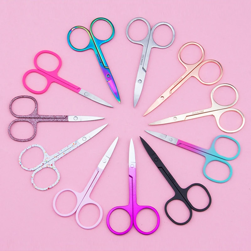 Private label stainless steel eyelash eyebrow scissors and private label eyelash tweezers for false eyelash