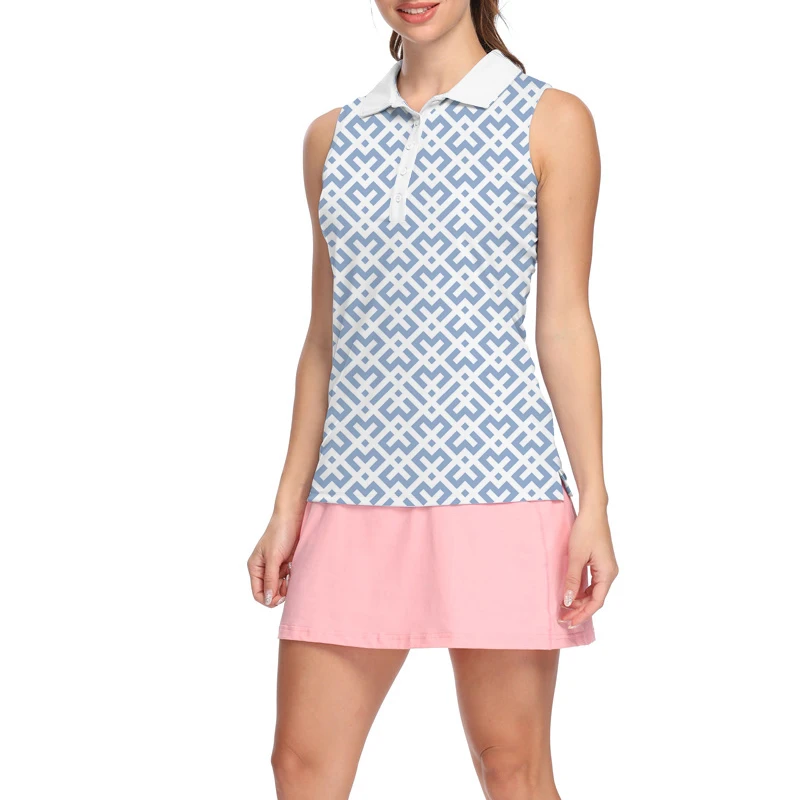 Wholesale Custom Golf wear sleeveless women golf shirt polo polyester shirts Anti-pilling poloshirts ladies