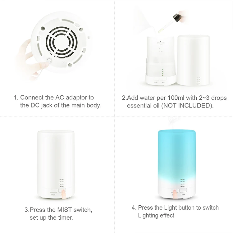 Suitable for Car Room Office Yoga Etc USB Cable Power Supply Portable and Compact Ultrasonic Aroma Essential Oil Diffuser