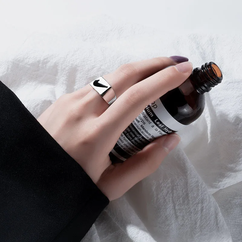 Personality Simplicity Fashion Tai Chi Spade Opening Ring for Women Hip-hop Trend Rings Jewelry