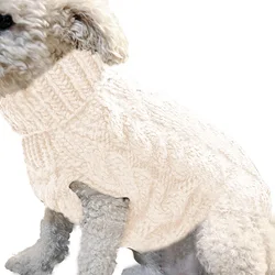 VSCOO Custom Winter Warm Wholesale Solid Color Knitted Dog Jumper Cable Soft Pet Clothes Knit Dogs Sweaters