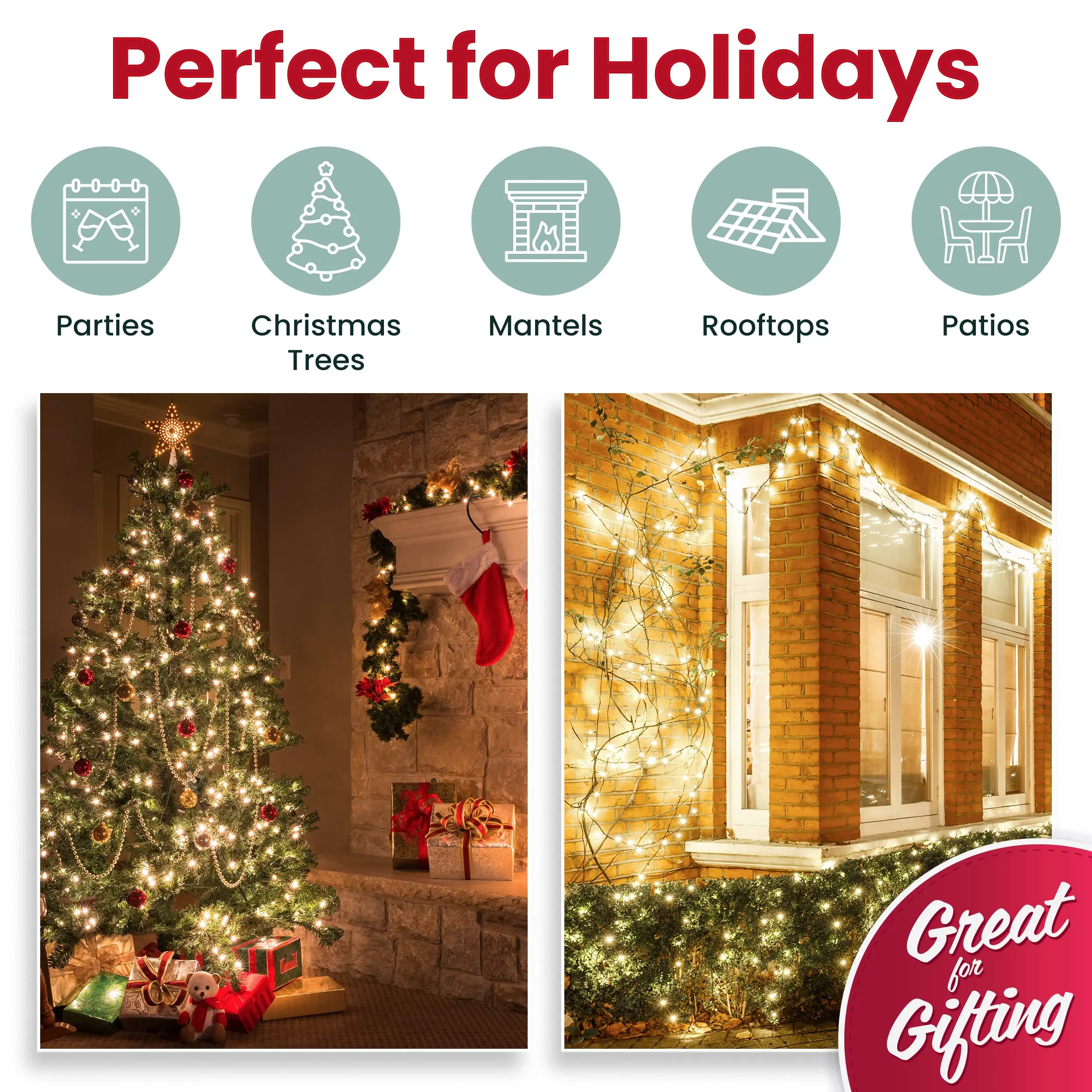 Amazon Hot Sell 100 Led 5.5m Pvc Rubber Led String Lights  For Christmas Xmas Tree Wedding Party Decorations Holiday Outdoor