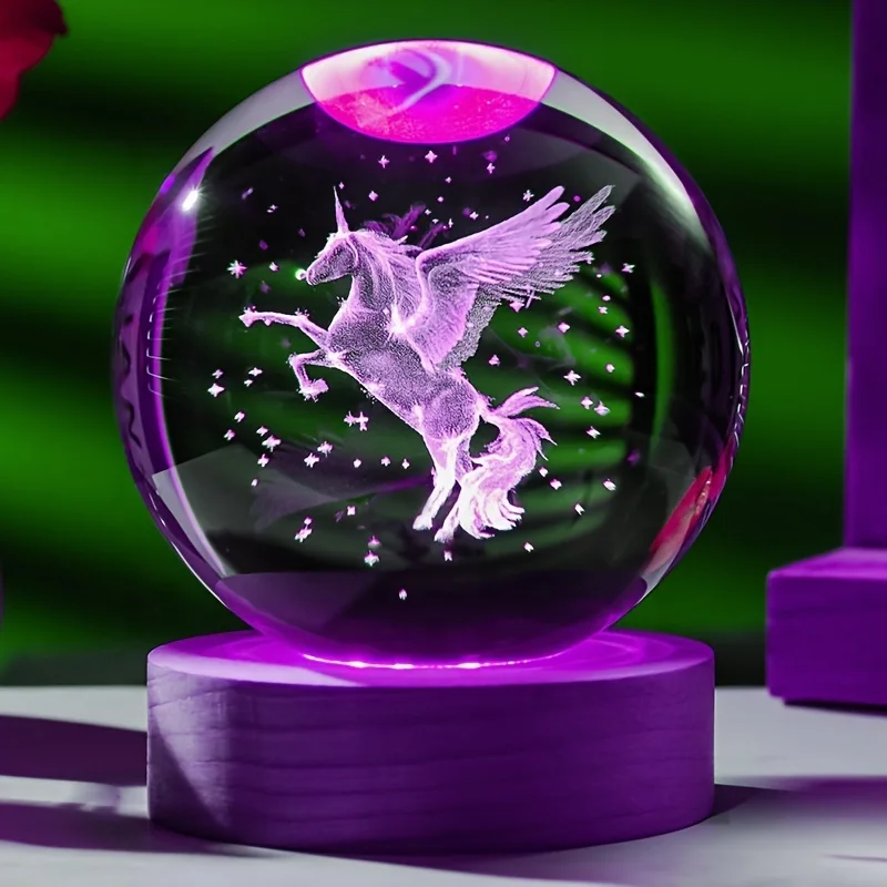 DIY Custom 3D Art Crystal Ball Night Lamp Luminous Crystal Ball Decoration Solar System Led Night Lights Luminous Creative Gifts