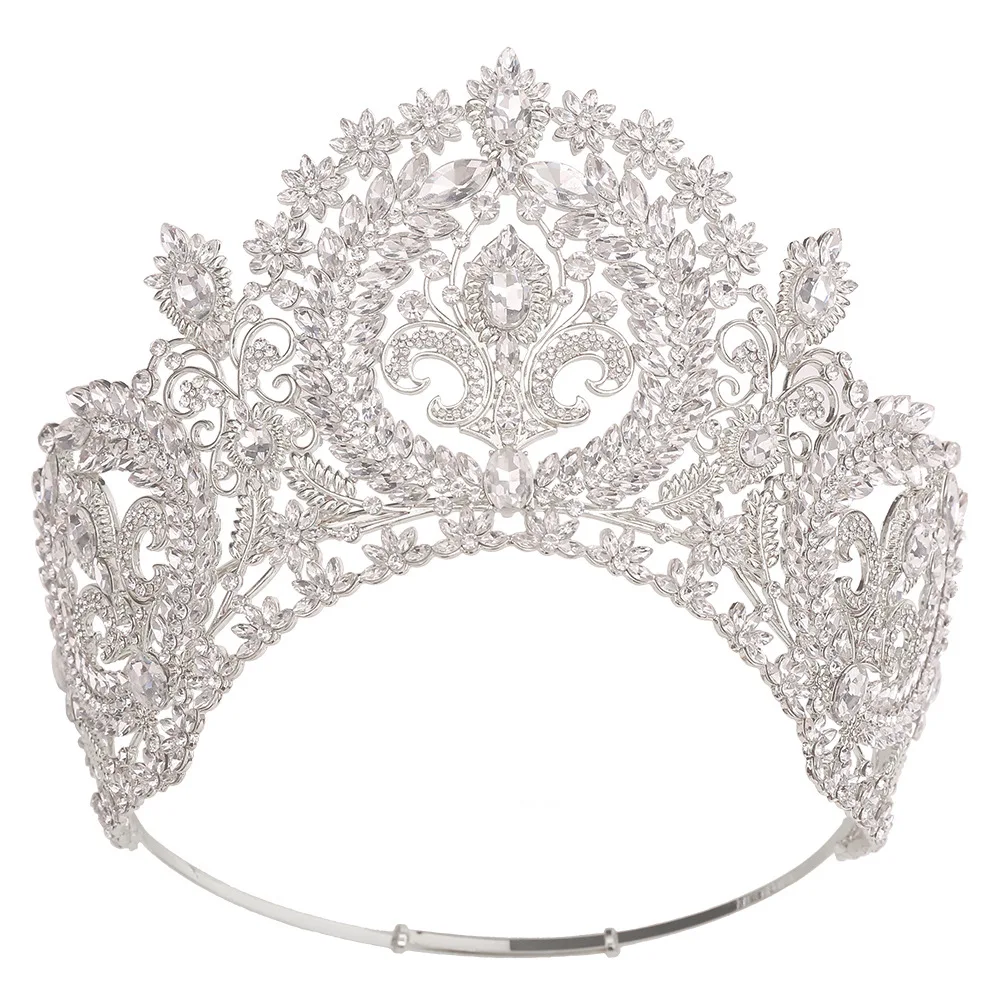 2024 Miss Large Beauty Wedding Jewelry Headpiece Costume Jewelry Bridal Hair Accessories Crystal Pageant Crown Tiara
