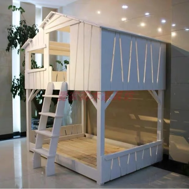 Kids girls or boys cheap price princess beautiful wooden bedroom furniture house bunk bed