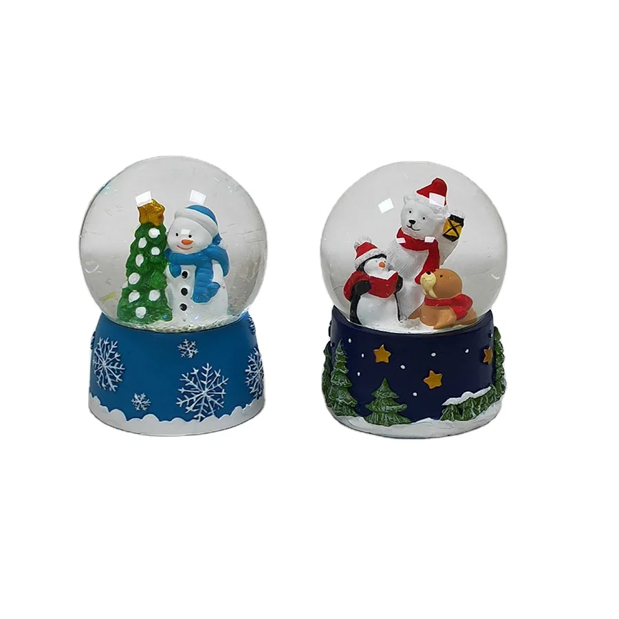 Customized Coffee cup shape snowman polyresin snowball glass snow globe for christmas gift