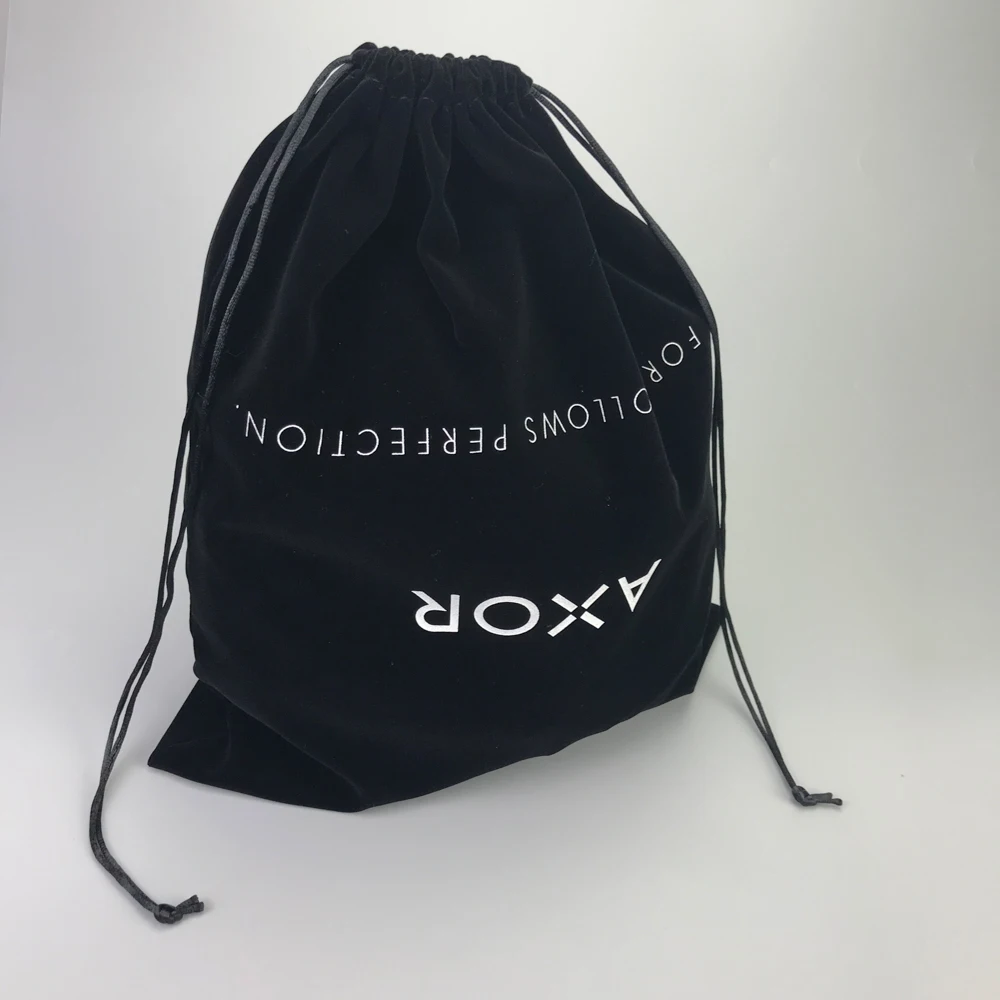 custom design black velvet gift drawstring cosmetic velvet dust bag for packaging with with logo
