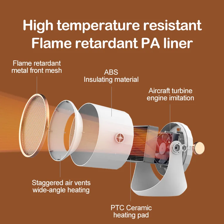 Electric Portable Mini Fan Rechargeable Fan Heater Electronic Heater ABS PTC Ergonomic Design Household Supplies Plastic Heat R